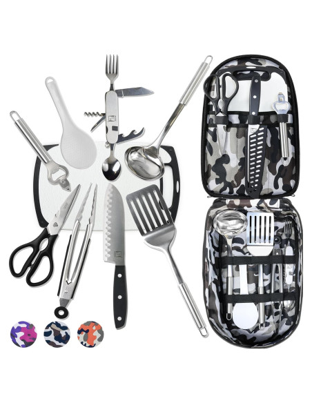 Juego de Cocina de Camping Wellmax 10 Piezas Acero Inoxidable Juego de Cocina de Camping Wellmax 10 Piezas Acero Inoxidable