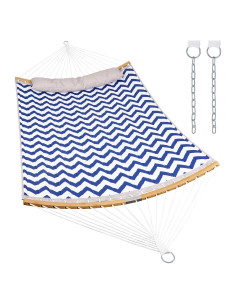 Hamaca Doble Azul con Barra de Extensión HappyPicnic 196x140cm