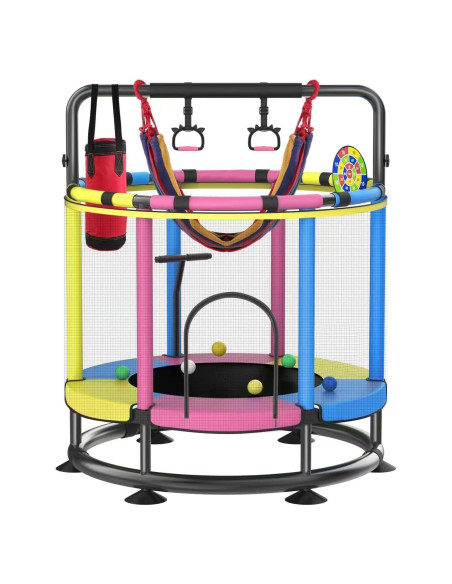 Trampolín Redondo para Niños JO bulidershrs 440kg con Barandilla T Trampolín Redondo para Niños JO bulidershrs 440kg con Barandilla T