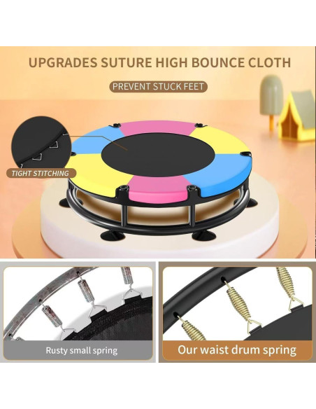 Trampolín Redondo para Niños JO bulidershrs 440kg con Barandilla T Trampolín Redondo para Niños JO bulidershrs 440kg con Barandilla T