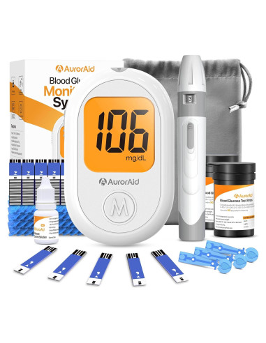 Glucometro AurorAid G-426 con 100 Tiras y Lancetas - Monitoreo de Glucosa