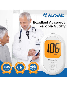 Glucometro AurorAid G-426 con 100 Tiras y Lancetas - Monitoreo de Glucosa 2