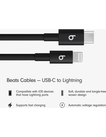 Cable USB-C a Lightning Beats 1.5 m Carga Rápida Trenzado Cable USB-C a Lightning Beats 1.5 m Carga Rápida Trenzado