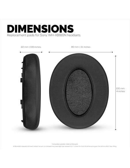 Almohadillas de Reemplazo Brainwavz para Sony WH-XB910N - PU Cuero Almohadillas de Reemplazo Brainwavz para Sony WH-XB910N - PU Cuero