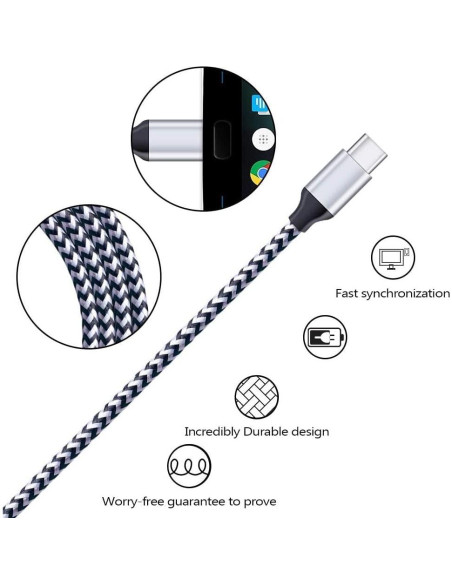 Cable USB Tipo C 5Pack 1.83m NINIBER Carga Rápida 2.4A Cable USB Tipo C 5Pack 1.83m NINIBER Carga Rápida 2.4A