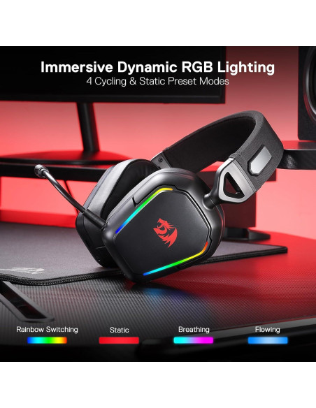 Auriculares Gaming Inalámbricos Redragon H868 RGB 7.1, 40mm Auriculares Gaming Inalámbricos Redragon H868 RGB 7.1, 40mm