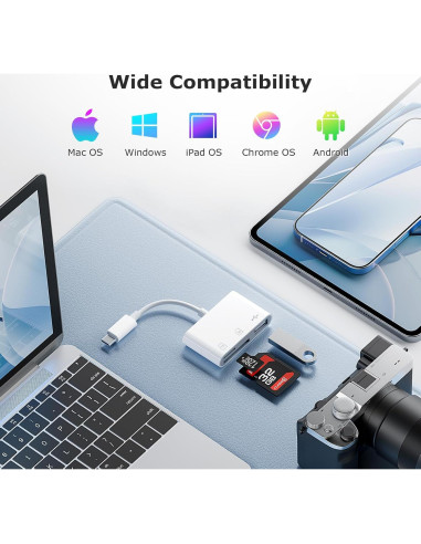 Adaptador USB C a USB SUNTRSI con Lector de Tarjeta SD