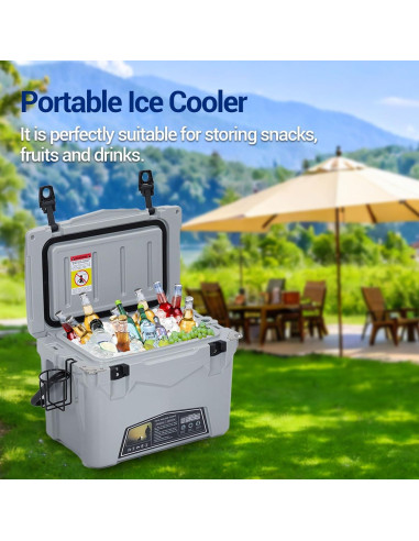 Nevera Rotomoldeada 20 QT SunnyFurn Gris para Camping y Pesca