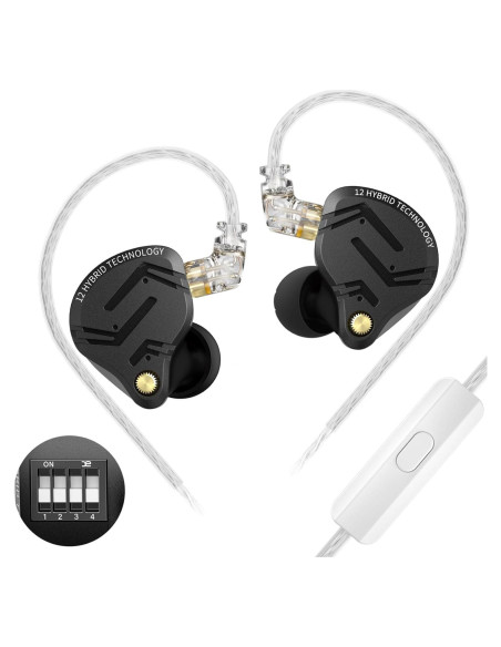 Auriculares Gaming KZ ZS12 PRO X con Micrófono, 1DD 5BA Auriculares Gaming KZ ZS12 PRO X con Micrófono, 1DD 5BA