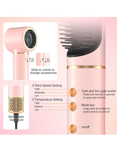 Cepillo Secador de Cabello 5 en 1 JAOSOP 110,000 RPM Iónico