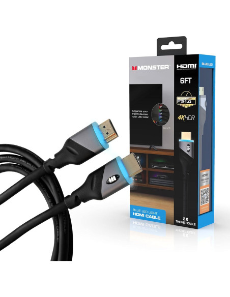 Cable HDMI Monster 1.83m 4K HDR con luz LED - Paquete de 4 Cable HDMI Monster 1.83m 4K HDR con luz LED - Paquete de 4