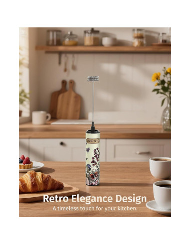 Espumador de Leche Recargable INFOOD Floral Vintage 600mAh