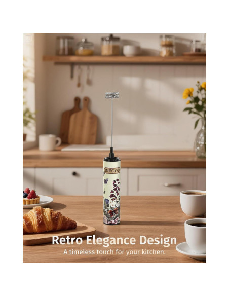 Espumador de Leche Recargable INFOOD Floral Vintage 600mAh Espumador de Leche Recargable INFOOD Floral Vintage 600mAh