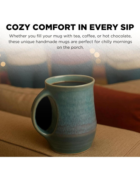 Taza Calentadora de Manos GUTE Cerámica Azul Laguna Mano Izquierda Taza Calentadora de Manos GUTE Cerámica Azul Laguna Mano Izquierda