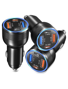 Cargador de coche USB C 4 Puertos 65W Bangfun Negro