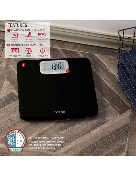 Báscula Digital Taylor Antimicrobiana 181.44 kg Negra Báscula Digital Taylor Antimicrobiana 181.44 kg Negra