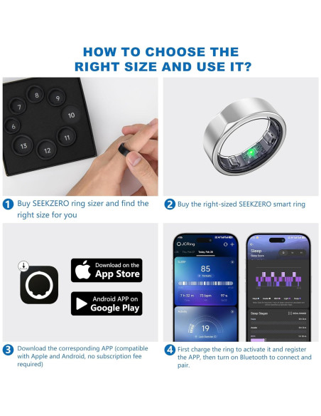 Anillo Inteligente Fitness Plata 13 - Rastreador Sueño y Salud Anillo Inteligente Fitness Plata 13 - Rastreador Sueño y Salud