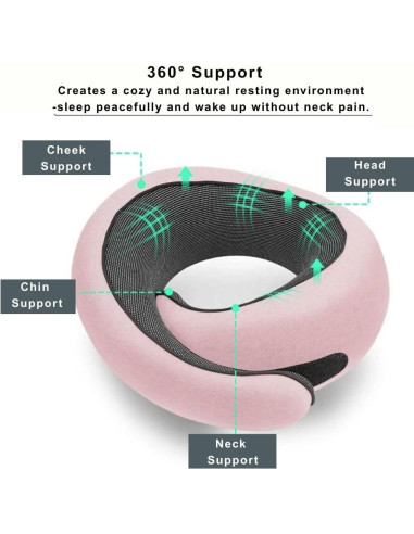 Almohada de Viaje TornadoZ Rosa Espuma de Memoria 360