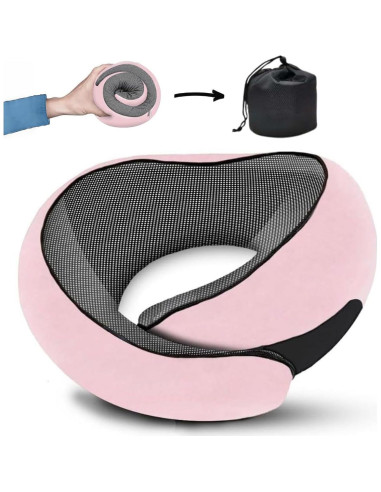 Almohada de Viaje TornadoZ Rosa Espuma de Memoria 360
