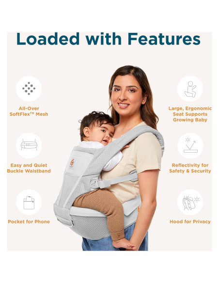 Portabebés Ergobaby Alta 2-en-1 Malla SoftFlex Marrón Portabebés Ergobaby Alta 2-en-1 Malla SoftFlex Marrón