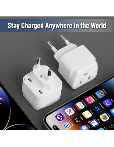 Adaptador de Enchufe de Viaje Bates Choice Tipo C - Paquete de 2