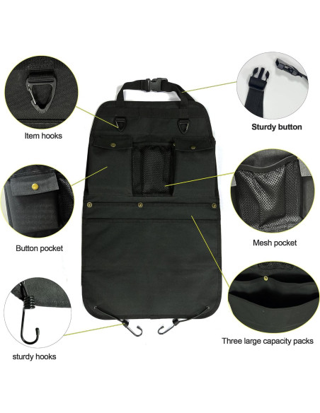 Organizador de respaldo de asiento BEATUNEE negro 6 bolsillos Organizador de respaldo de asiento BEATUNEE negro 6 bolsillos