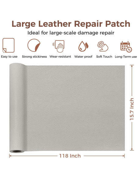 Cinta de Reparación de Cuero NRGready 40.1x299.7cm Gris Claro Cinta de Reparación de Cuero NRGready 40.1x299.7cm Gris Claro
