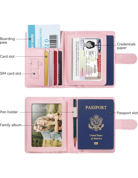 Portapasaportes Esseroo Floral Rosa con Bloqueo RFID Portapasaportes Esseroo Floral Rosa con Bloqueo RFID