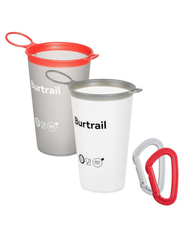 Taza Plegable Burtrail 200ml Ultraligera para Correr - 2 Pcs Gris y Blanco