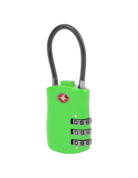Candado de Cable TSA Travelon Verde Neón 3 Dígitos Candado de Cable TSA Travelon Verde Neón 3 Dígitos
