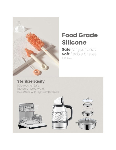 Set de Cepillos para Biberones 7 en 1 Skonhmin - Silicona, Portátil Set de Cepillos para Biberones 7 en 1 Skonhmin - Silicona, Portátil