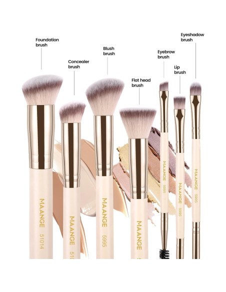 Conjunto de Brochas de Maquillaje MAANGE 17 Piezas Beige Conjunto de Brochas de Maquillaje MAANGE 17 Piezas Beige