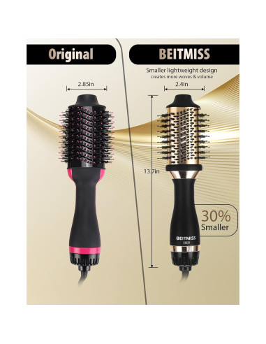 Cepillo Secador 4-en-1 BEITMISS 1200W Ovalado Iónico