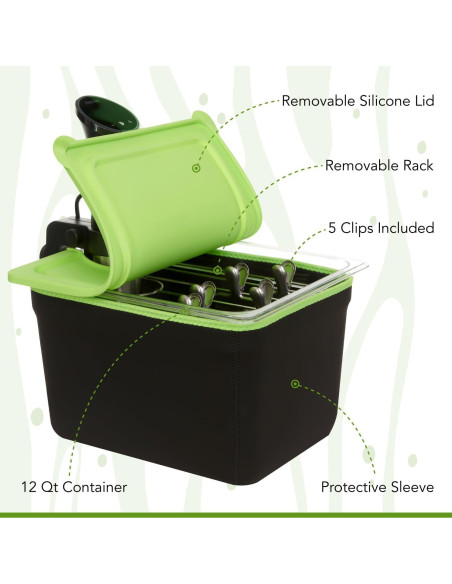 Contenedor Sous Vide 12L COSPARX con Tapa Silicona y Rack Contenedor Sous Vide 12L COSPARX con Tapa Silicona y Rack