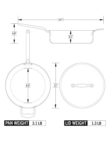 Sartén Sauté Heritage Steel 4 Cuartos Acero Inoxidable