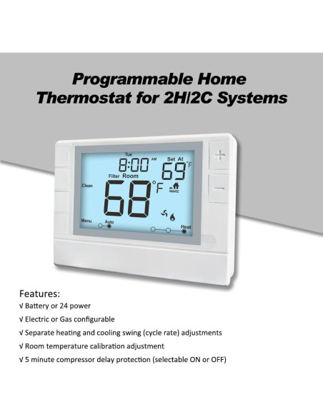 Termostato Programable Coiiwsei RTH715 Blanco 24V LCD Termostato Programable Coiiwsei RTH715 Blanco 24V LCD