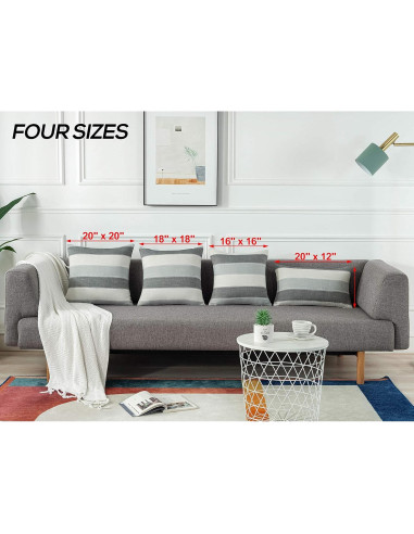 Fundas de Almohada Decorativas AmHoo 50x50 cm Rayas Granja