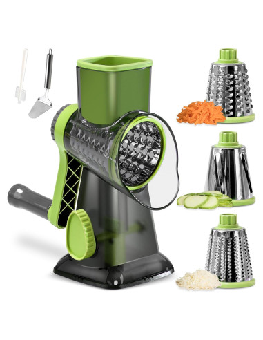 Rallador de Queso Badelite con Manivela y 3 Cuchillas de Acero Inoxidable