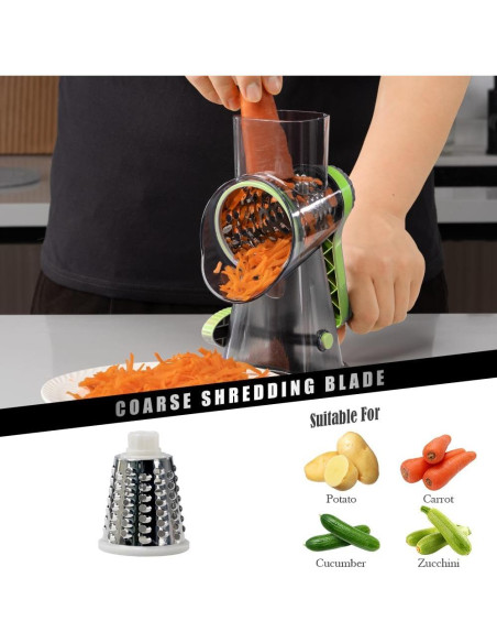 Rallador de Queso Badelite con Manivela y 3 Cuchillas de Acero Inoxidable Rallador de Queso Badelite con Manivela y 3 Cuchillas de Acero Inoxidable