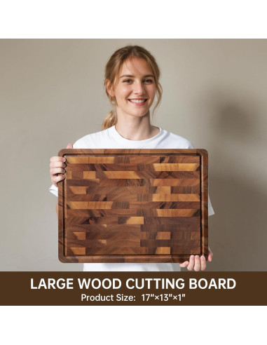 Tabla de Cortar de Madera de Nogal THETCHRY 43x33 cm Doble Cara