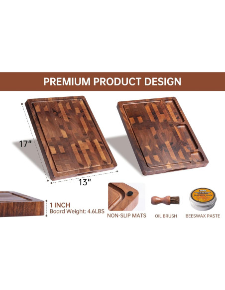 Tabla de Cortar de Madera de Nogal THETCHRY 43x33 cm Doble Cara Tabla de Cortar de Madera de Nogal THETCHRY 43x33 cm Doble Cara