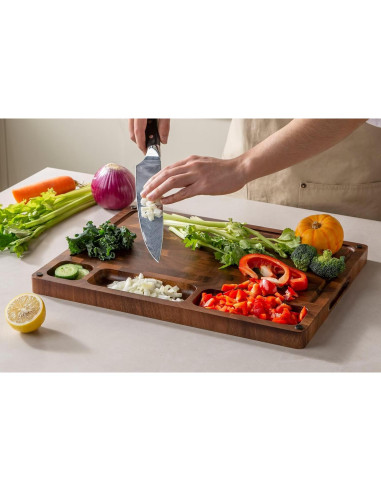Tabla de Cortar de Madera de Nogal THETCHRY 43x33 cm Doble Cara