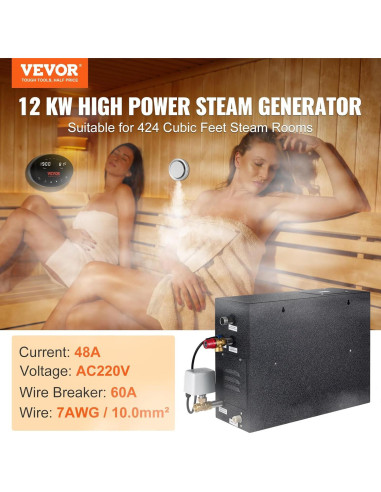Generador de Vapor VEVOR 12kW con Control de Temperatura y Temporizador