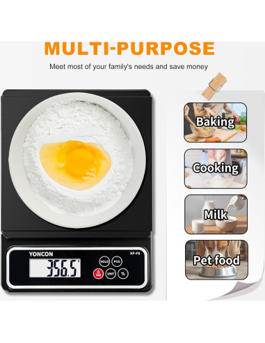 Báscula de Cocina Digital Yoncon 5kg Precisa con Pantalla LCD