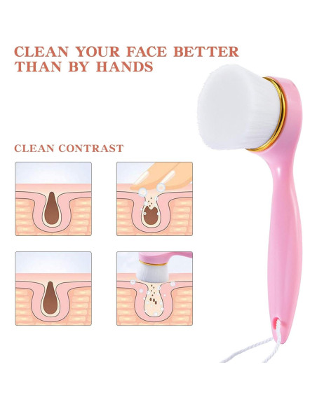 Paquete de 2 cepillos faciales Beomeen cerdas suaves 16cm Paquete de 2 cepillos faciales Beomeen cerdas suaves 16cm