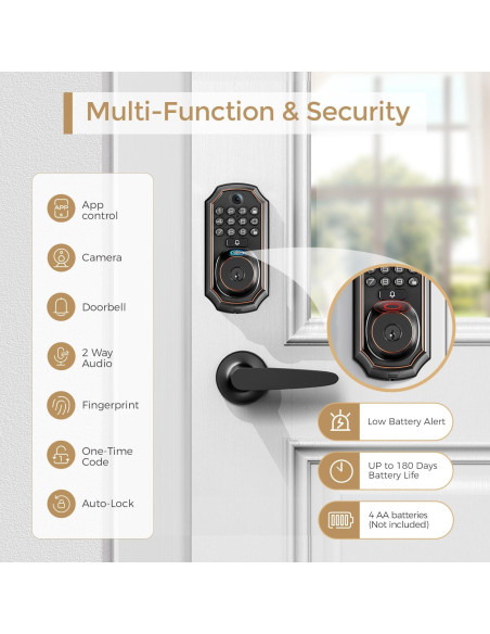 Cerradura Inteligente WiFi ARPHA D289+H300 con Cámara y Huella Cerradura Inteligente WiFi ARPHA D289+H300 con Cámara y Huella