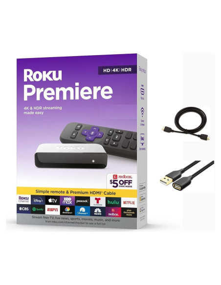 Reproductor de medios Roku Premiere 4K HDR con HDMI y control remoto Reproductor de medios Roku Premiere 4K HDR con HDMI y control remoto