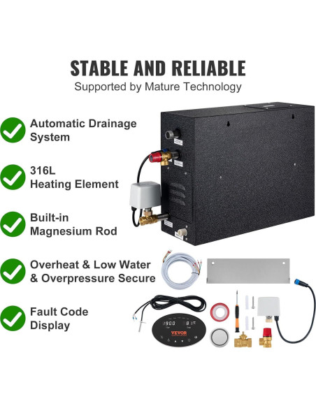 Generador de Vapor VEVOR 12kW con Control de Temperatura y Temporizador Generador de Vapor VEVOR 12kW con Control de Temperatura y Temporizador