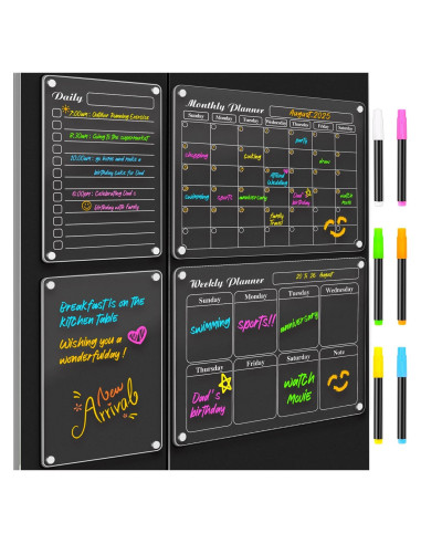 Calendario Magnético Acrílico DIYMAG 4 Pack con 6 Marcadores