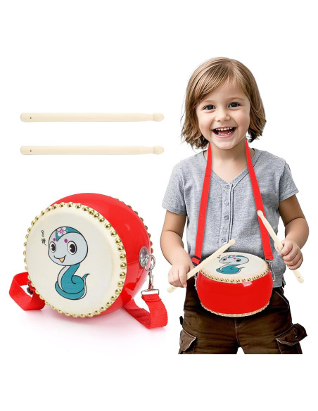 Juego de Tambores Suwimut para Niños 18 cm con Correa y Baquetas Juego de Tambores Suwimut para Niños 18 cm con Correa y Baquetas